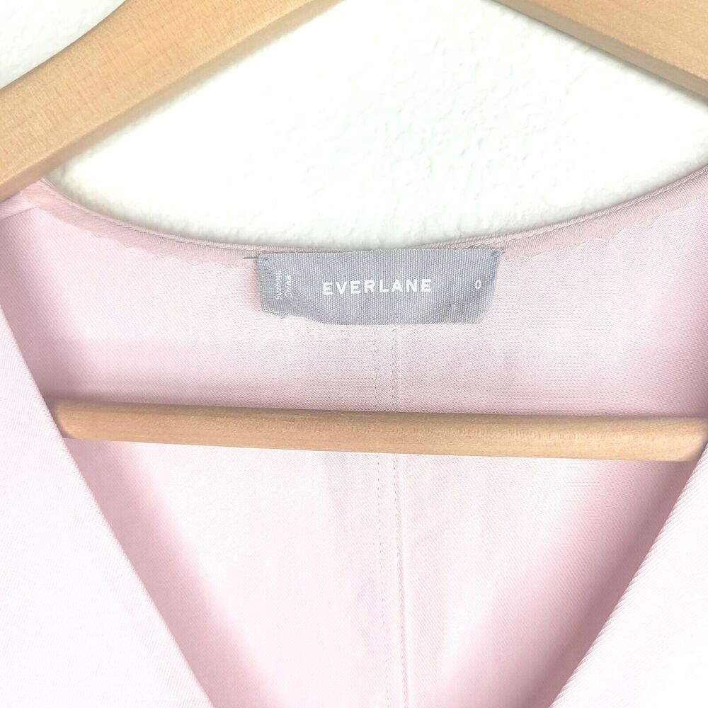 Everlane Japanese GoWeave Light Pink Rose Square Capsule Boxy V-Neck Tee Size 0 - Picture 5 of 12